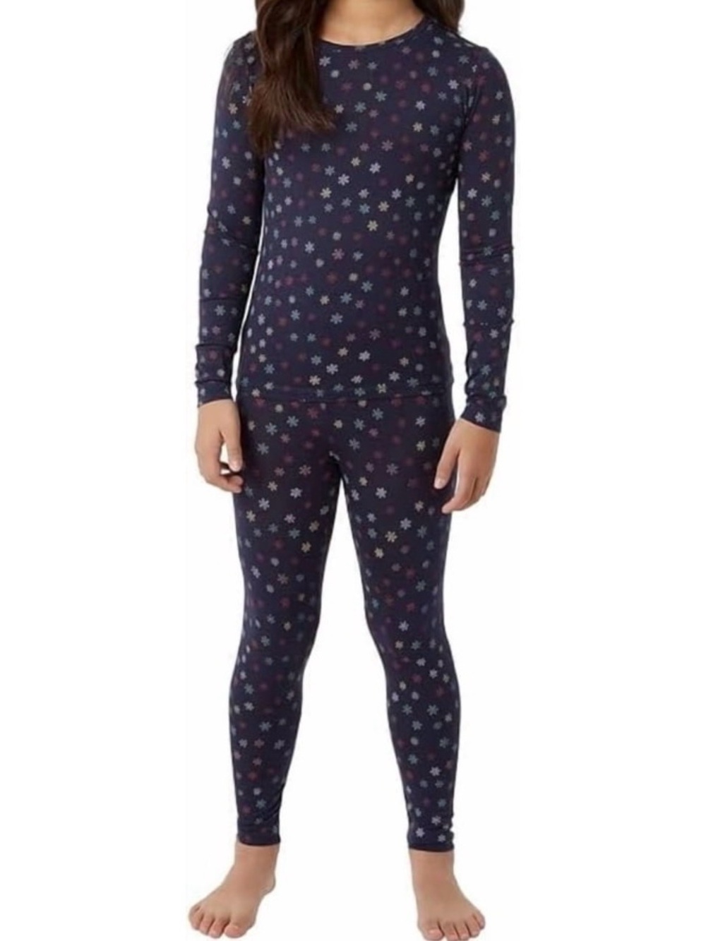 32 Degrees Kids Navy Snowflake Base Layer Set Layering Set Pajamas Size Medium